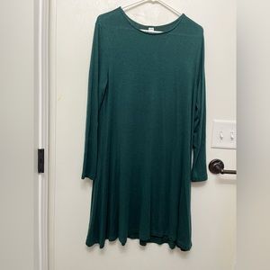Old Navy L Emerald Green Long Sleeve Swing Dress